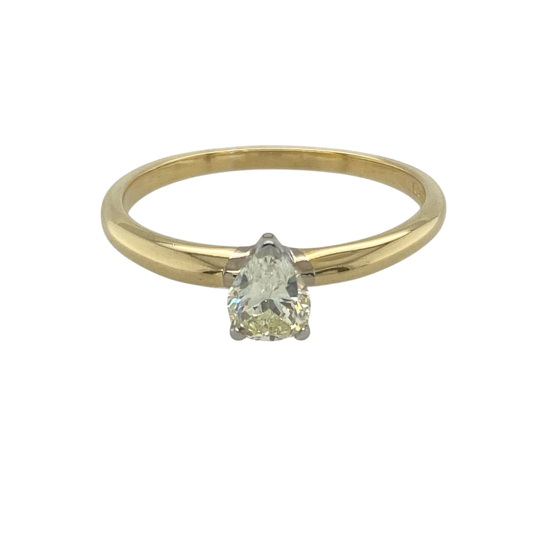 18ct Gold & Diamond Set Pear Shape Solitaire Ring