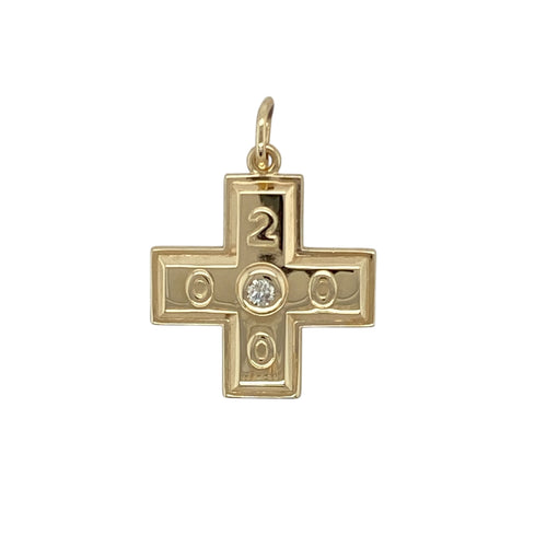 9ct Gold & Diamond Set Millenium Cross Pendant