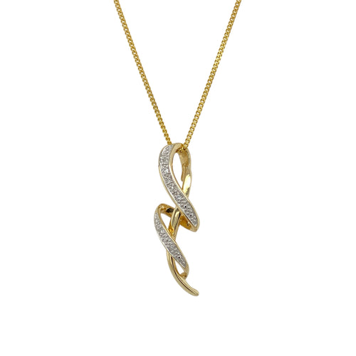 9ct Gold & Diamond Set Swirl 18