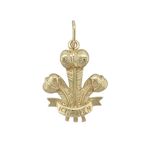 9ct Gold Welsh Three Feathers Pendant