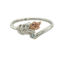 Load image into Gallery viewer, 925 Silver &amp; Aquamarine Set Clogau Leaf Ring

