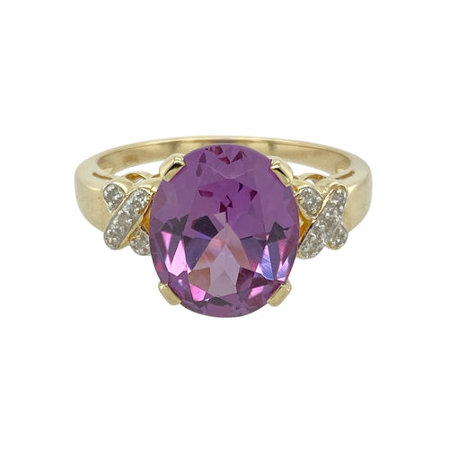 9ct Gold Diamond & Amethyst Set Ring