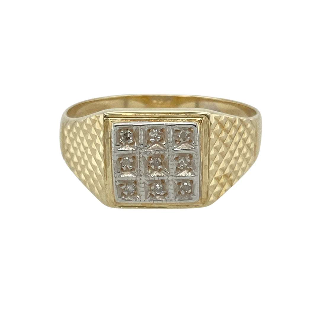 9ct Gold & Diamond Set Signet Ring