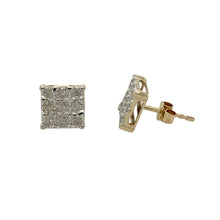Load image into Gallery viewer, 9ct Gold &amp; Diamond Set Square Stud Earrings
