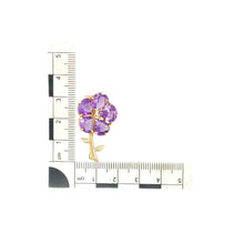 Load image into Gallery viewer, 9ct Gold Diamond &amp; Amethyst Set Flower Brooch
