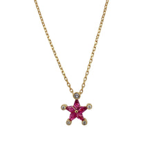 Load image into Gallery viewer, 18ct Gold Diamond &amp; Ruby Set Star 18&quot; Necklace
