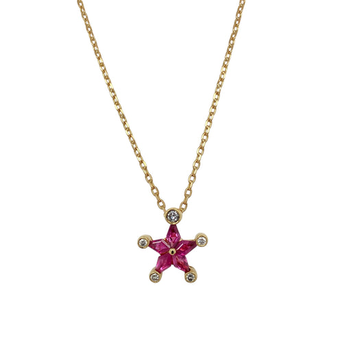 18ct Gold Diamond & Ruby Set Star 18