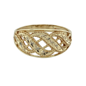 9ct Gold Open Patterned Wide Band Ring