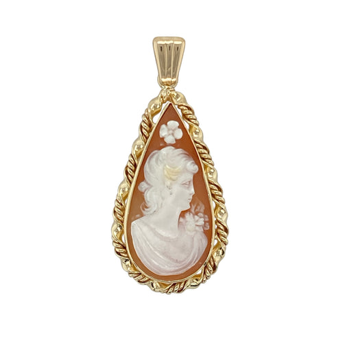 9ct Gold & Cameo Teardrop Pendant