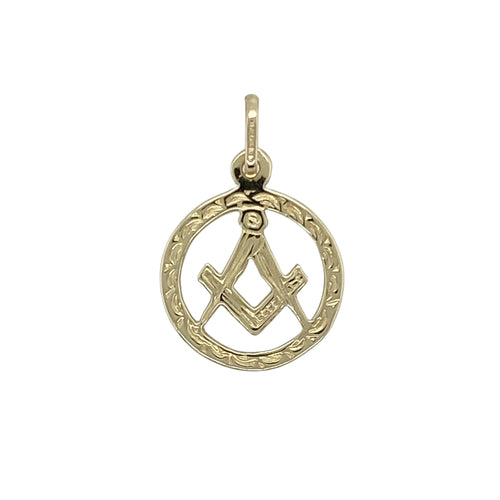 9ct Gold Patterned Masonic Pendant