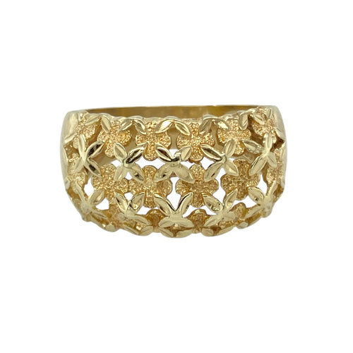9ct Gold Patterned Wide Band Ring