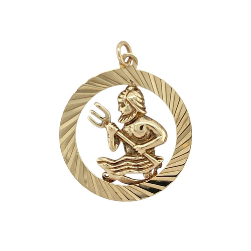 9ct Gold Poseidon Round Pendant