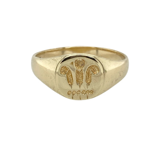 9ct Gold Welsh Three Feathers Signet Ring