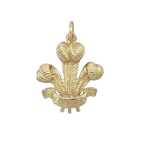 9ct Gold Welsh Three Feathers Pendant
