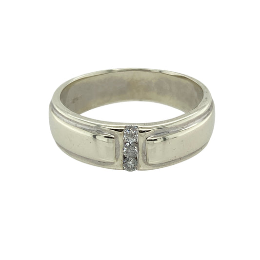 9ct White Gold & Diamond Set Band Ring