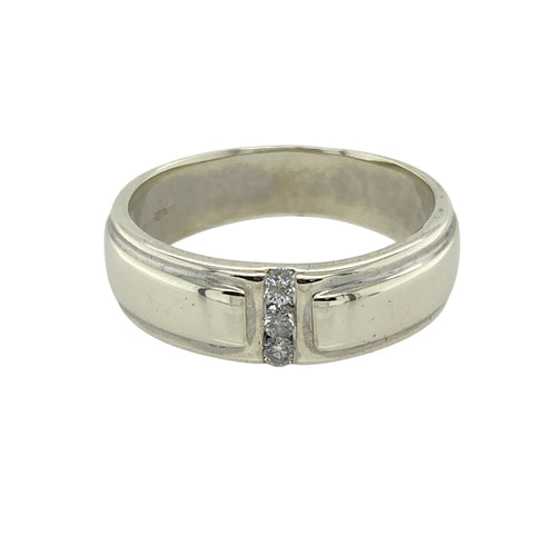 9ct White Gold & Diamond Set Band Ring