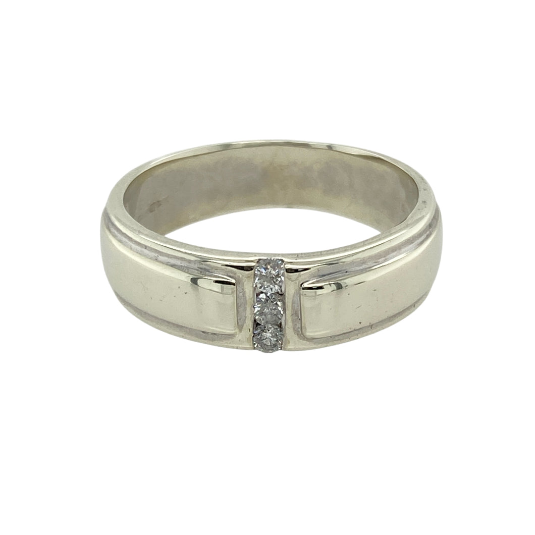 9ct White Gold & Diamond Set Band Ring