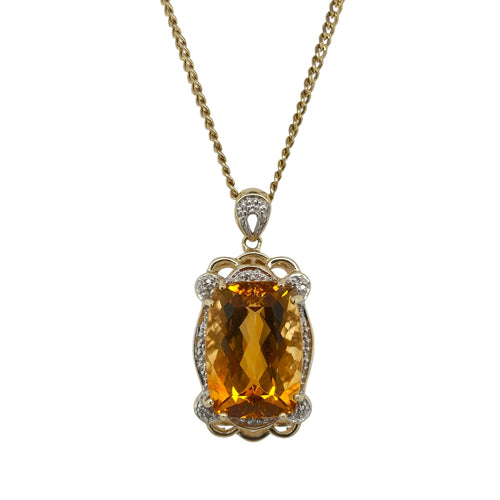 9ct Gold Diamond & Citrine 20