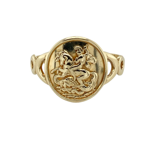 9ct Gold George and the Dragon Coin Style Ring