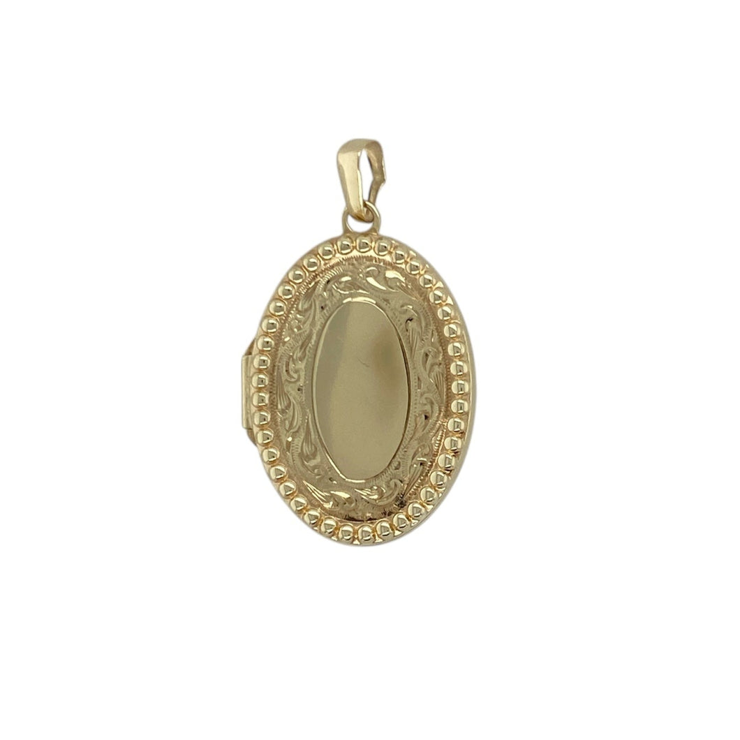 9ct Gold Patterned Oval Locket