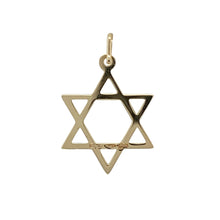 Load image into Gallery viewer, Celebrate faith and heritage with this pre-owned 9ct yellow gold Star of David pendant—a meaningful symbol presented in a timeless, elegant design.

Design: This pendant features the traditional six-pointed Star of David, crafted with clean lines and a polished finish for a classic and respectful look.
Material: Made from 9-carat yellow gold, the warm tone and smooth surface highlight the simplicity and significance of the symbol.

