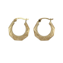 Load image into Gallery viewer, 9ct Gold Patterned Creole Earrings
