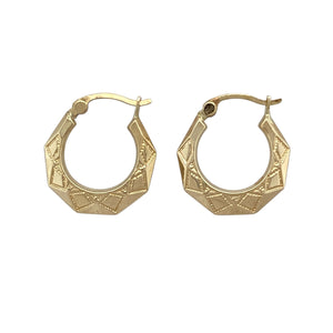 9ct Gold Patterned Creole Earrings