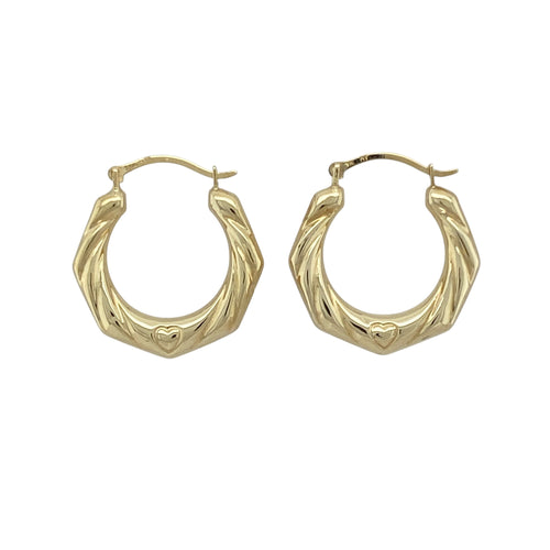 9ct Gold Patterned Creole Earrings