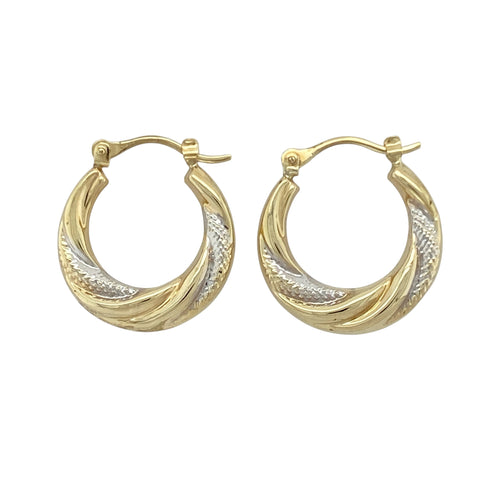 9ct Gold Patterned Twisted Hoop Creole Earrings