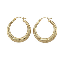 Load image into Gallery viewer, 9ct Gold Patterned Hoop Creole Earrings
