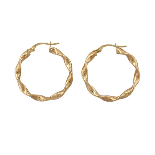 9ct Gold Twisted Hoop Creole Earrings
