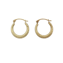 Load image into Gallery viewer, 9ct Gold Patterned Small Creole Earrings
