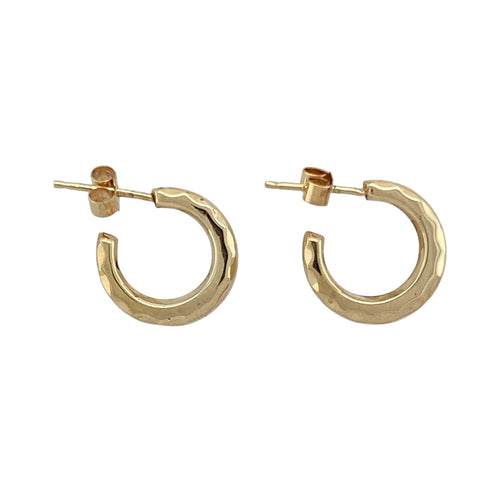 9ct Gold Patterned Small Half Hoop Stud Earrings