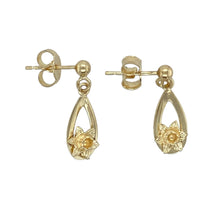Load image into Gallery viewer, 9ct Gold Welsh Daffodil Drop Earrings
