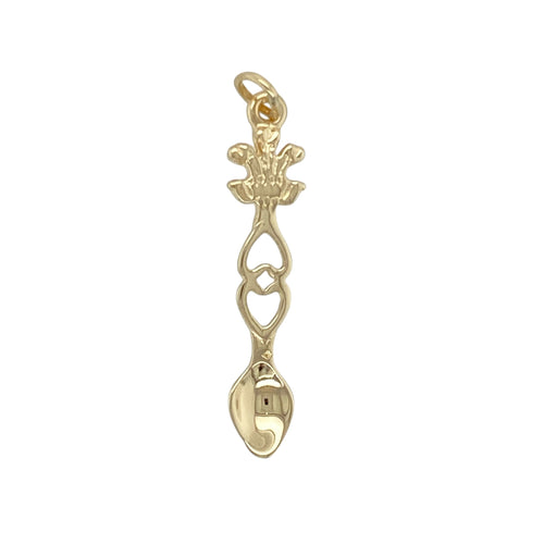 9ct Gold Welsh Three Feathers Lovespoon Pendant