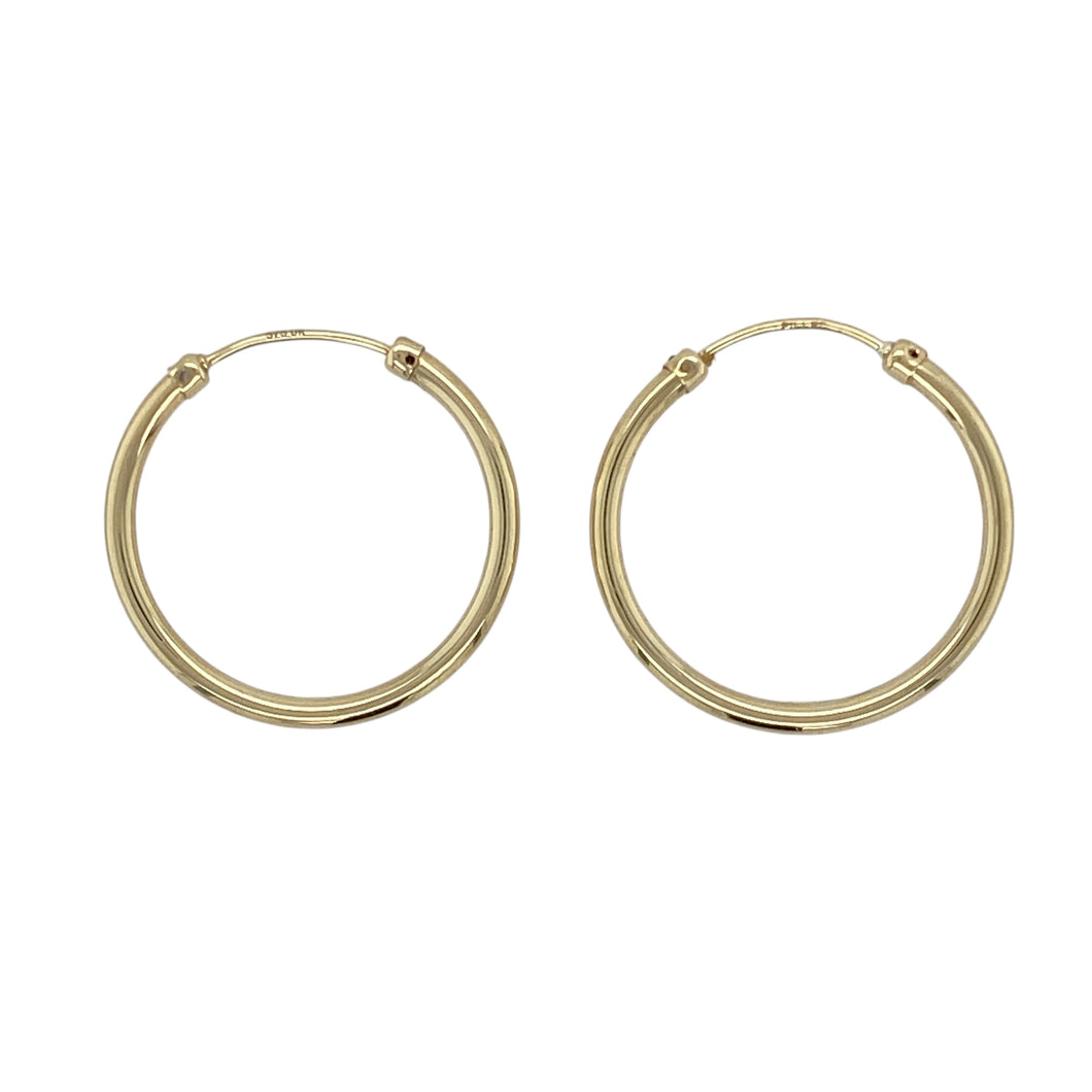 9ct Gold Plain Hoop Earrings