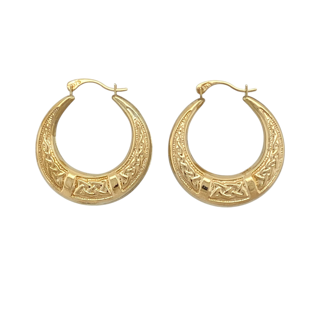 9ct Gold Celtic Knot Hoop Creole Earrings