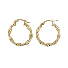 Load image into Gallery viewer, 9ct Gold Twisted Ribbon Hoop Creole Earrings
