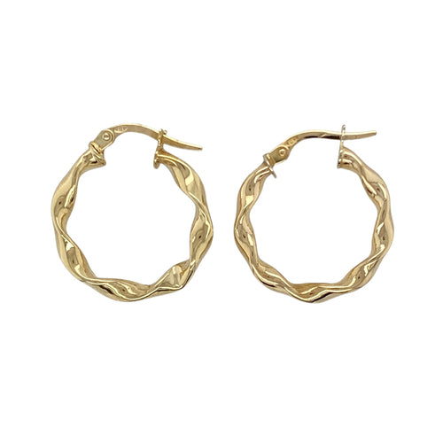 9ct Gold Twisted Ribbon Hoop Creole Earrings