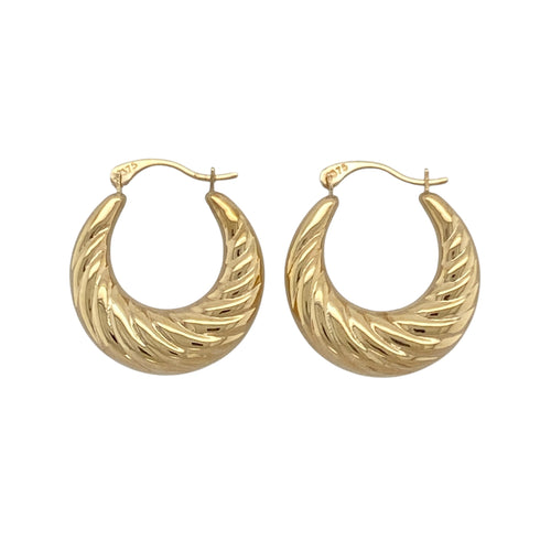 9ct Gold Patterned Hoop Creole Earrings