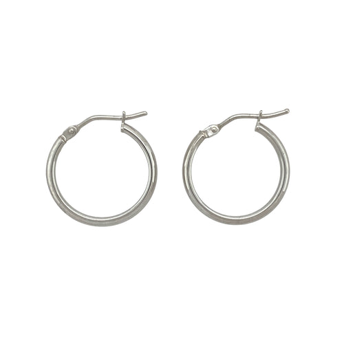 9ct White Gold Plain Hoop Creole Earrings