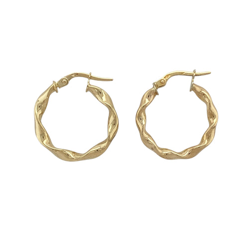 9ct Gold Twisted Ribbon Hoop Creole Earrings