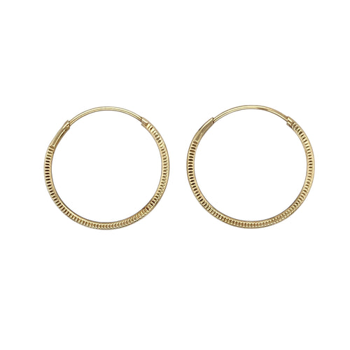 9ct Gold Patterned Hoop Earrings