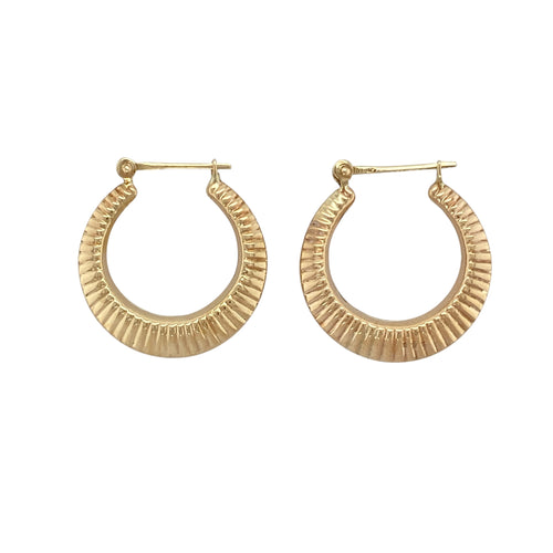 9ct Gold Patterned Hoop Creole Earrings