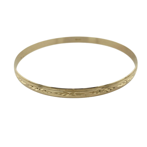 9ct Solid Gold Patterned Bangle