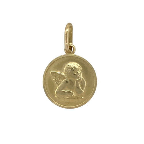 14ct Gold Cherub Round Pendant