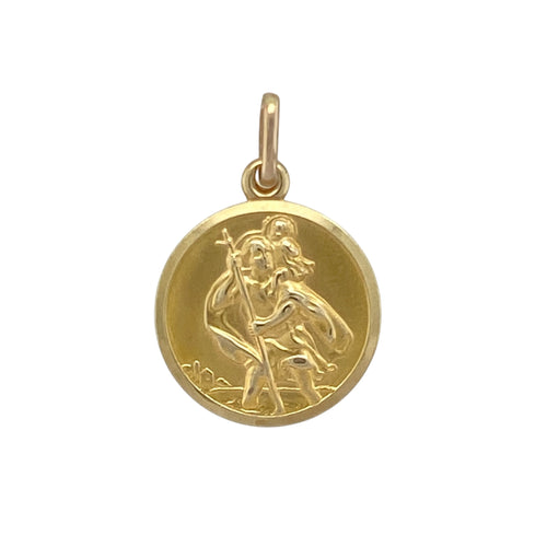 9ct Gold Round St Christopher Pendant