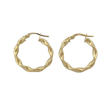 Load image into Gallery viewer, 9ct Gold Hoop Ribbon Twist Creole Earrings
