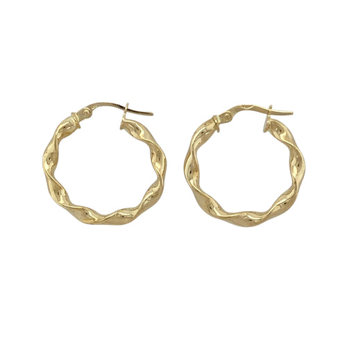 9ct Gold Hoop Ribbon Twist Creole Earrings