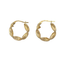 Load image into Gallery viewer, 9ct Gold Patterned Twisted Hoop Creole Earrings
